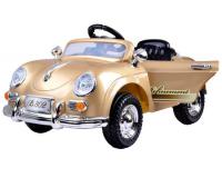 Elegáns retro lakkozott elektromos kisautó arany színben 2 x 6V 4.5Ah motorral
