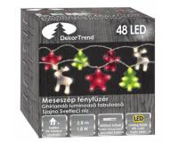 Meseszép fényfüzér, átlátszó kábel, karácsonyi motívumok, meleg fehér