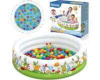 Bestway virágos felfújható labdamedence 102 × 25 cm – 50 labdával és játékkiegészítőkkel