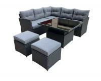 Rattan sarokbútor garnitúra - szürke