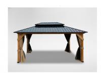 Fa és acél kerti pergola - 300 x 365 x 278,3 cm