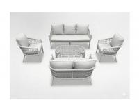 Modern rattan kerti bútor szett – 2 kanapé, 2 fotel és egy asztal - Szürke