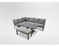 KERTI BÚTOR SZETT - Szürke sarokkanapé asztallal és puffal