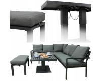 KERTI BÚTOR SZETT - Szürke sarokkanapé asztallal és puffal