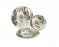 18 darabos kerek étkészlet - zöld leveles