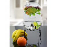 Limonádés üveg, italadagoló csappal tartó fém állvánnyal 4 l-es