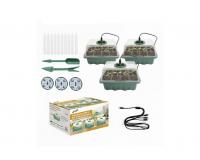 3 db-os tálcakészlet 12 cellás mini üvegház csíráztatáshoz LED kiegészítőkkel