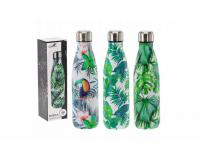Trópusi mintás rozsdamentes acél thermo vízes palack - 500ml
