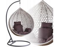 Kerti technorattan függőfotel XL-es  méretben, ülőpárnákkal -szürke színkombinációban