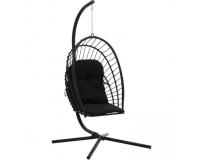 Eris fekete összecsukható függőfotel párnával