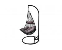 Fekete függőfotel szürke párnával