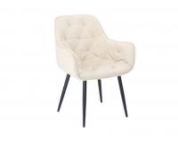 Kárpitozott bársonyfotel, magas háttámlával és varrott mintával, 55x60x89 cm bézs színben