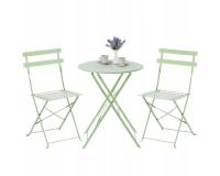 KERTI BÚTOR SZETT ASZTALLAL ÉS 2 FÉM ÖSSZECSUKHATÓ SZÉKKEL