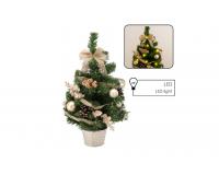Dekorációs LED-es mini karácsonyfa arany díszítéssel - 50 cm