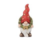 Kerámia karácsonyi törpe figura LED koszorúval - 40cm-es