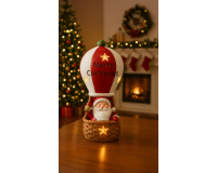 Kerámia mikulás figura karácsonyi LED-es hőlégballonnal -43 cm