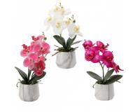 Természetes megjelenésű orchidea művirág cserépben 28 cm  - több színben