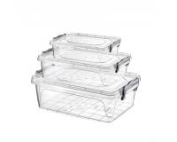 3 darabos tároló doboz tetővel ( 0,6, 1,2, és 2 literes )