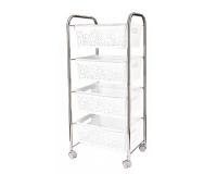 Fémvázas gurulós polcrendszer műanyag tároló kosarakkal - fehér