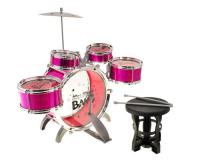 Rózsaszín dobfelszerelés 5 darab dobbal és egy kis székkel