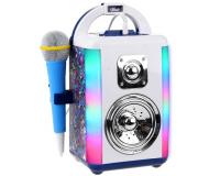 Hordozható hangszóró dekoratív mintával, mikrofonnal, színes fényekkel