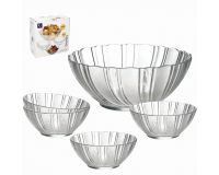 GALAXY 5 darabos üveg salátatál készlet  (1 x 22,2 CM + 4 x 12,4 CM) GALAXY