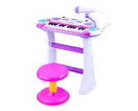 Szintetizátor mikrofonnal és összecsukható székkel - Rózsaszín