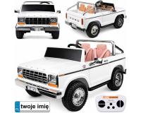 Akkumulátoroskétszemélyes klasszikus Ford Bronco pickup teherautó - fehér