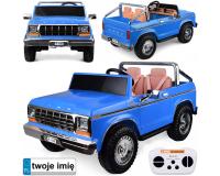 Akkumulátoroskétszemélyes klasszikus Ford Bronco pickup teherautó - kék
