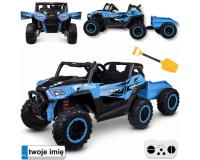 Akkumulátoros gyerekautó, kétszemélyes BUGGY 4x4 utánfutóval - kék