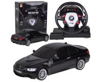 1:24 méretarányú, kormánykerékkel és sebességváltóval ellátott, BMW  távirányítós autó szett - fekete