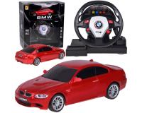 1:24 méretarányú, kormánykerékkel és sebességváltóval ellátott, BMW  távirányítós autó szett - piros