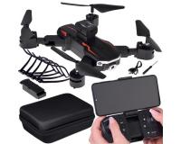 Quadrocopter repülő drón távirányítóval és összecsukható távirányítóval - Fekete