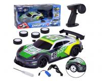 Távirányítós drift versenyautó pótkerekekkel -zöld-sárga