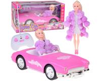 Távirányítós retró Cadillac autó + elegáns baba