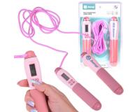 Ugrálókötél ugrás és kalóriaszámlálóval rózsaszín színben 215 cm hosszú kötéllel