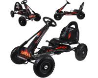 Nagy pedálos gokart állítható üléssel és felfújható kerekekkel - fekete
