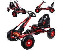 Nagy pedálos gokart állítható üléssel és felfújható kerekekkel - piros
