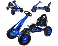 Nagy pedálos gokart állítható üléssel és felfújható kerekekkel - kék