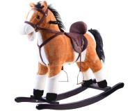 Nagy, világosbarna hintaló nyereggel gyerekeknek -70x73x28 cm-es