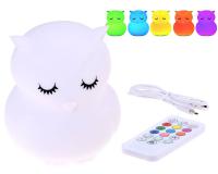 Bagoly szilikonos LED éjjeli lámpa + távirányító