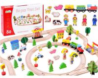 Fa vonat építőkészlet ( 80 elemes )