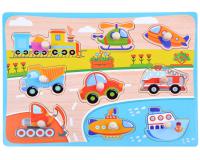 9 elemes oktató puzzle járművekkel + angol felíratokkal