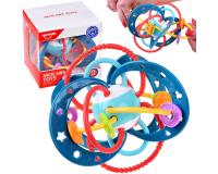 Szilikon rágóka csörgővel - kék