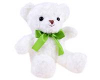 Bájos plüss maci -fehér színű zöld szalaggal