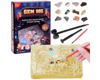 Régész készlet szerszámokkal, 12 feltárható kővel