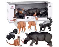 Szafari állatok 6 darabos készlet - orrszarvú, szurikáta, borzok és alpakák