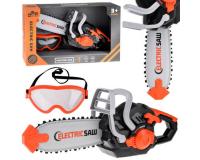 Elektromos láncfűrész hangeffektekkel és védőszemüveggel