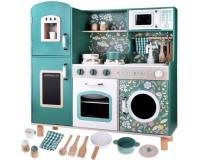 Gyönyörű fából készült konyha gyerekeknek- zöld vintage stílus