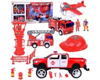 Nagy tűzoltóautó szett gyerekeknek fény- és hanghatásokkal és sisakkal